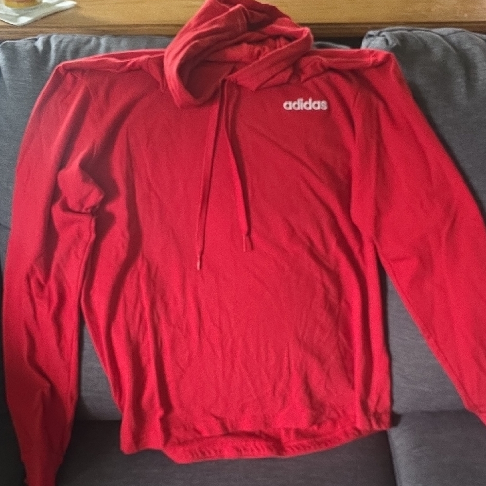adidas Red Pullover Hoodie with Chest Logo